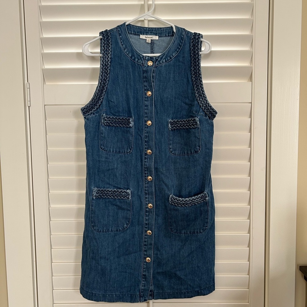 Sleeveless Denim Button-Down Dress